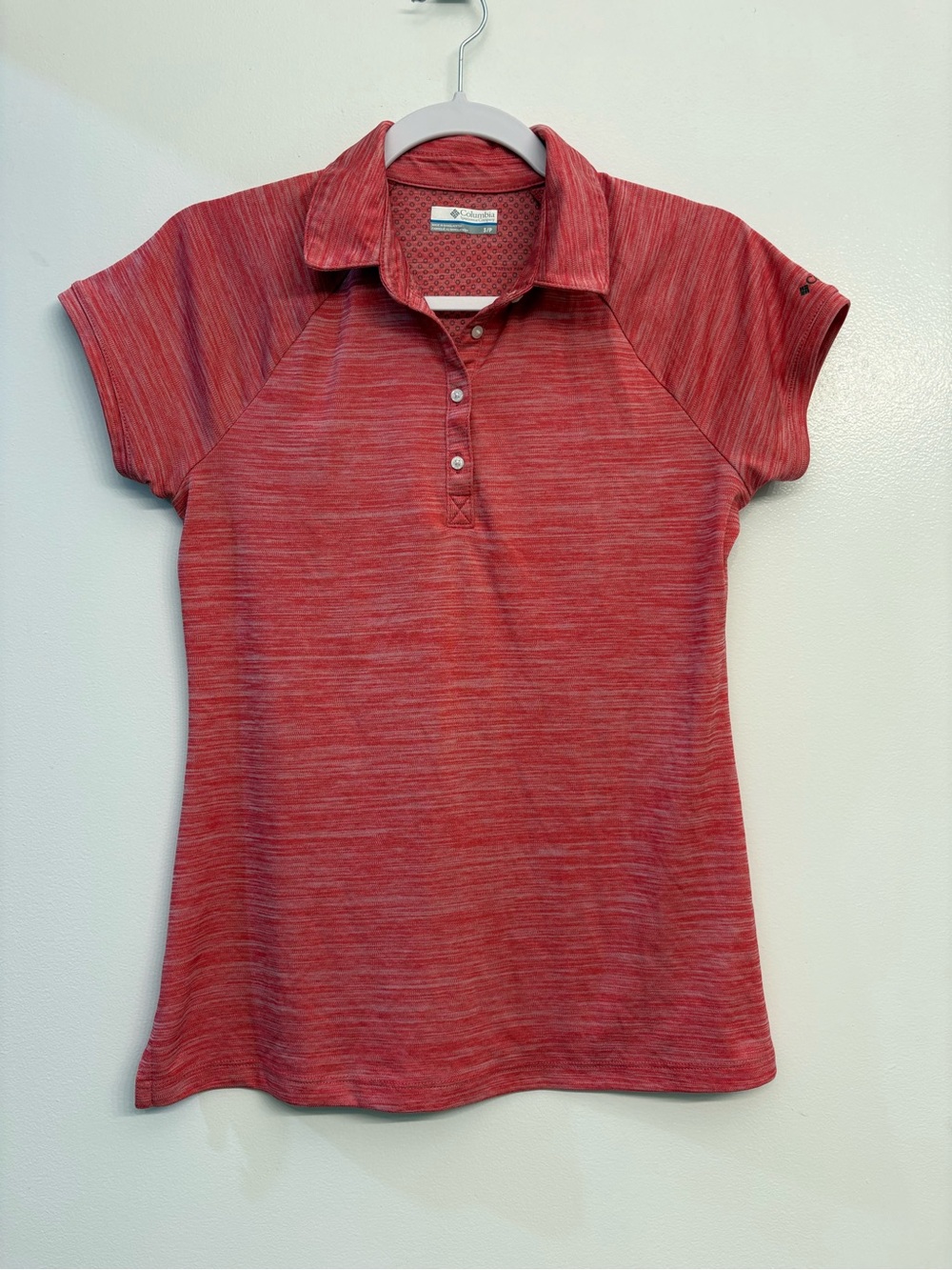 Columbia Women's Pink Heathered Golf Polo Shirt S/P Small Short Sleeve